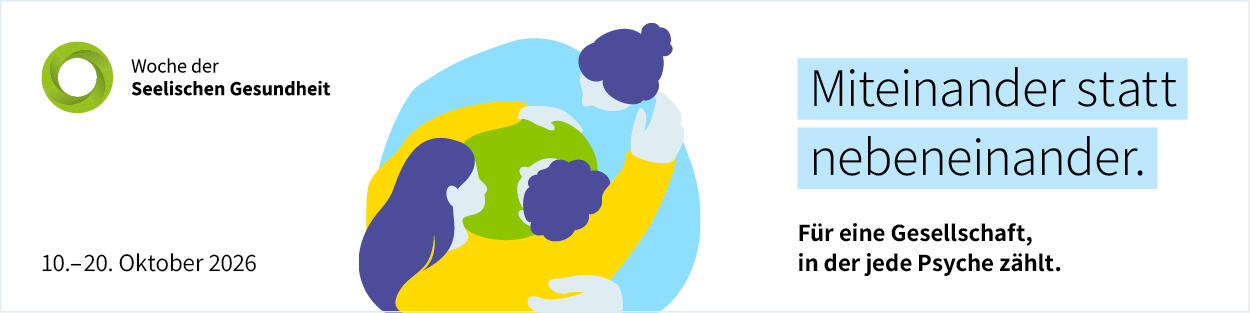Offizielles Kampagnenmotiv der Woche der Seelischen Gesundheit 2026 Offizielles Kampagnenmotiv 2026: Miteinander statt nebeneinander – für eine Gesellschaft, in der jede Psyche zählt
